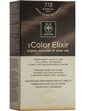 Apivita My Color Elixir Μόνιμη Βαφή Μαλλιών 7.13 Ξανθό Σαντρέ Μελί