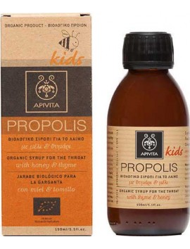 Apivita Propolis Παιδικό Βιολογικό Σιρόπι για το Λαιμό με Μέλι & Θυμάρι - 150ml