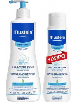 Mustela Gentle Cleansing Gel 500ml & ΔΩΡΟ Gentle Cleansing Gel 200ml