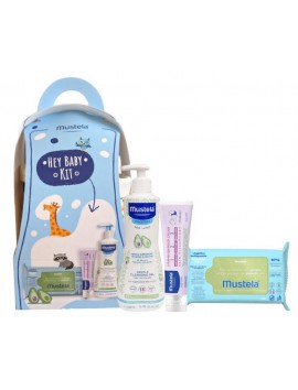 Mustela Hey Baby Kit Cleansing Gel Mustela - 500ml & Cleansing Wipes & Vitamin Barrier Cream - 50ml